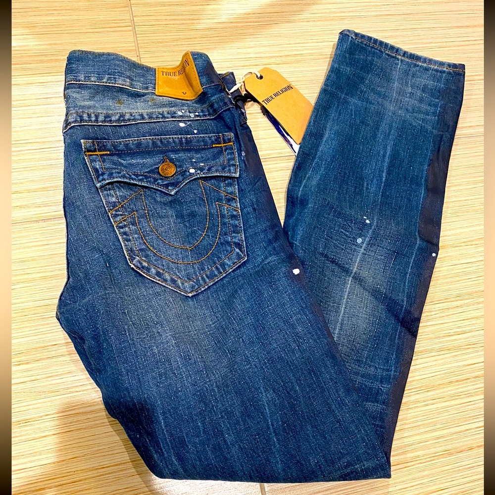 🆕 True Religion Paint Splatter Jeans Hand Painted Flap Back